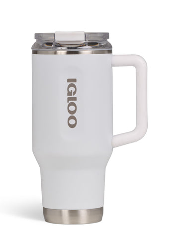 00071221-Igloo - 32 Oz Stainless Steel Travel Mug - Wht.Sstl.Clear.Wht
