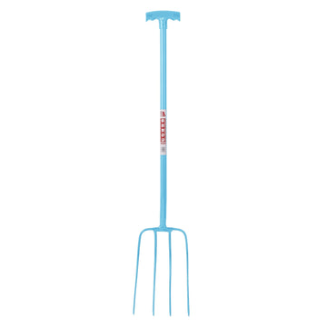 Red Gorilla - 4 Prong Manure Fork T-Handle - Sky Blue T-Handle ehdxb