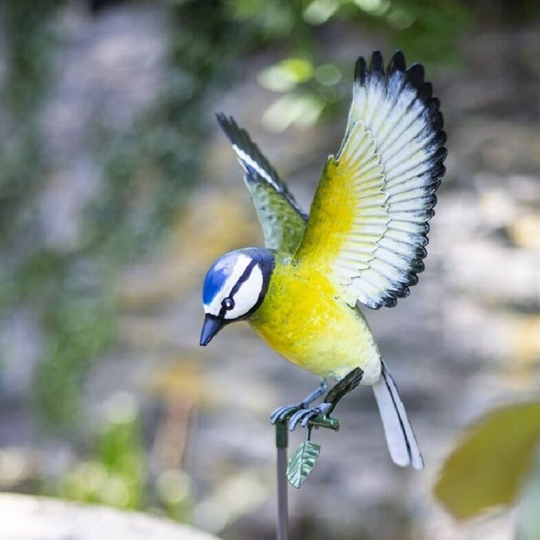 La Hacienda - Metal Inquisitive Blue Tit on Stake
