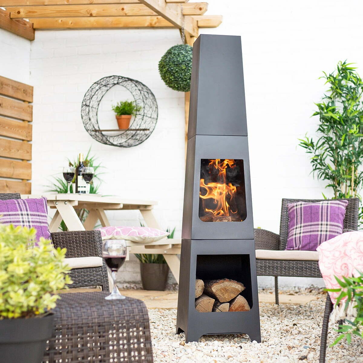 La Hacienda - Malmo Steel Chimenea w/ Log Store 150cm
