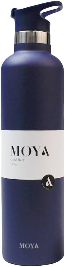 Moya "Coral Reef" 1l Insulated Sustainable Water Bottle Navy Spout Lid