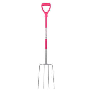 Red Gorilla - 4 Prong Manure Fork D Handle - Pink d Handle ehdxb