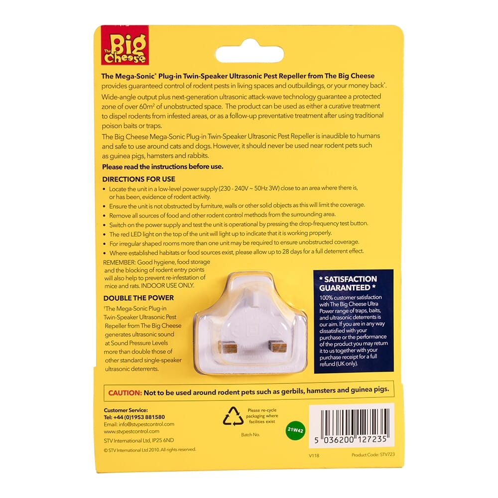 STV  Mega-Sonic® Plug-In Twin-Speaker Pest Repeller