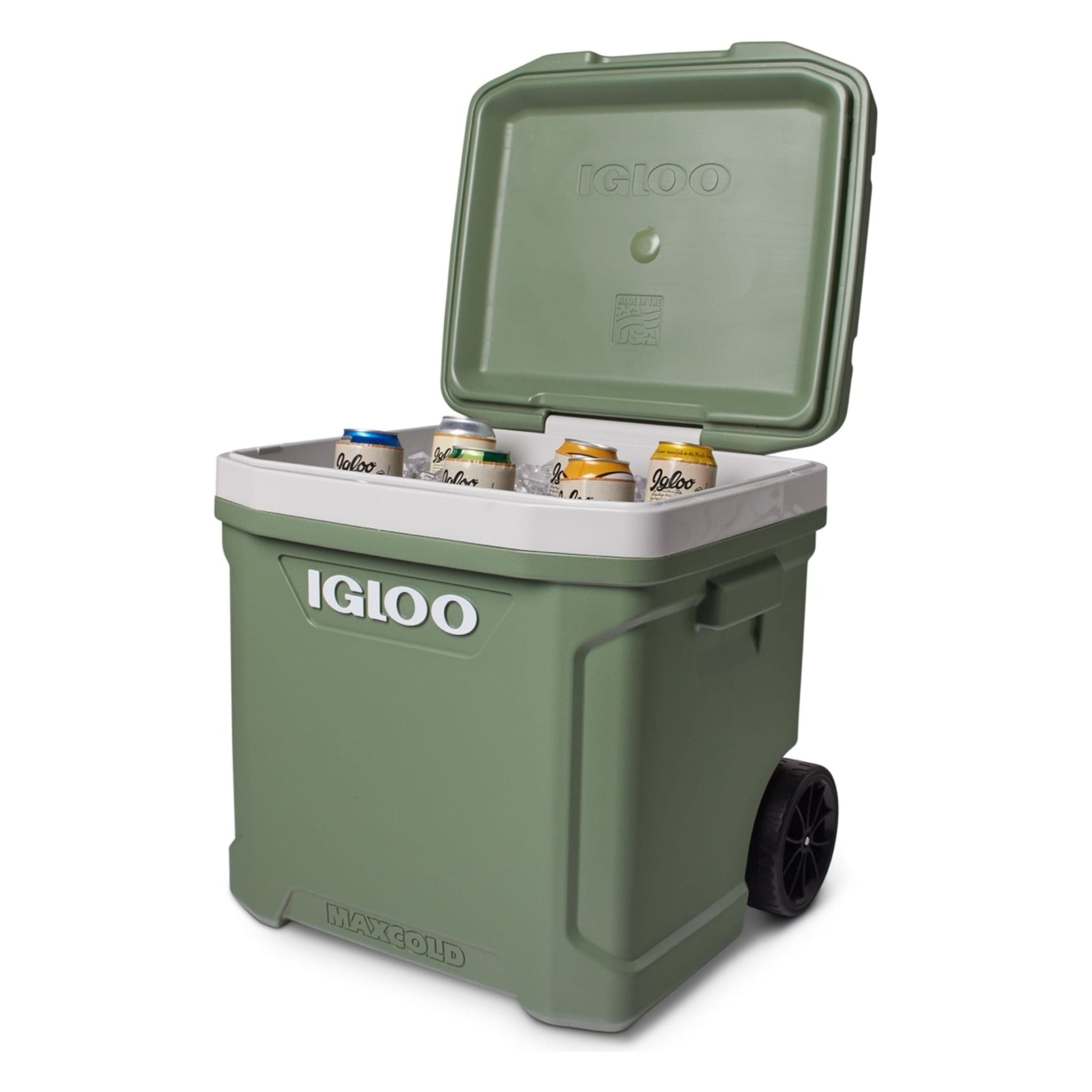 IGLOO-Ecocool Latitude 60 Qt Roller Cooler - Vintage Green