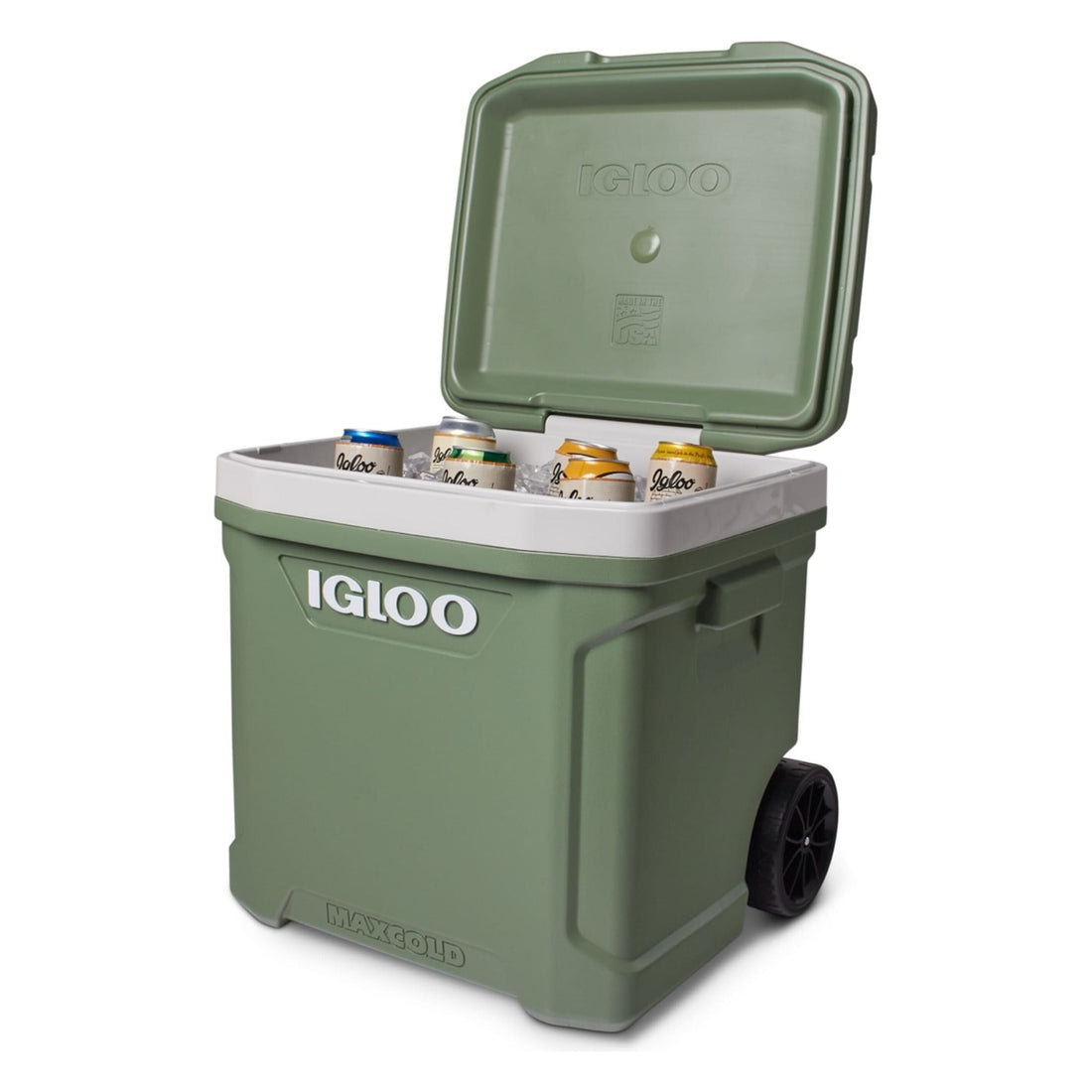 IGLOO-Ecocool Latitude 60 Qt Roller Cooler - Vintage Green
