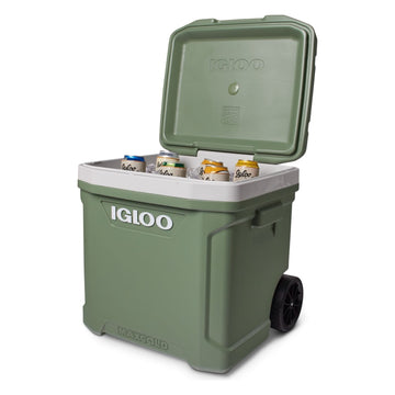 IGLOO-Ecocool Latitude 60 Qt Roller Cooler - Vintage Green