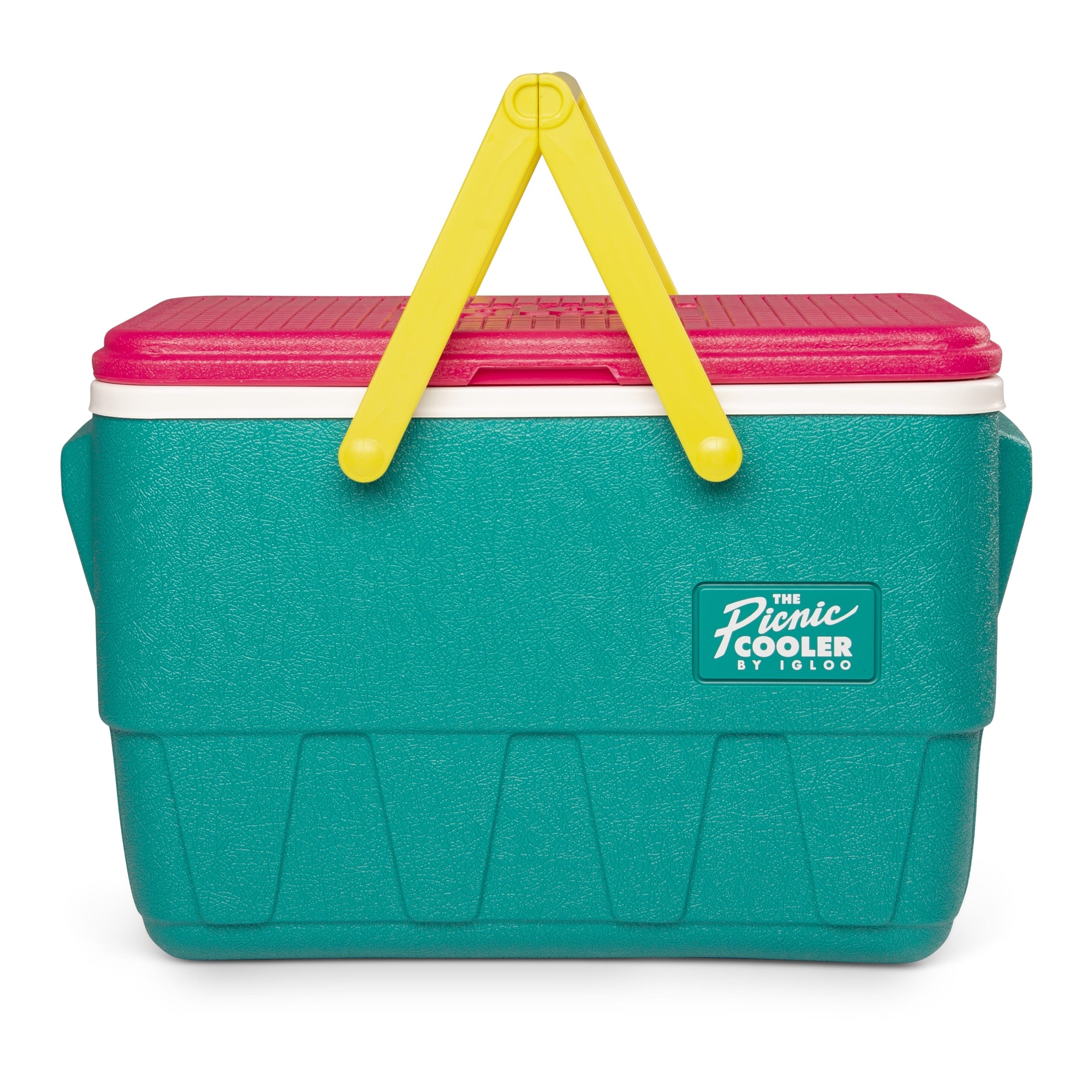 Igloo-retro Jade 25 Qt Lunch Picnic Basket Cooler - Dark Jade /bold Magenta /livewire Yellow