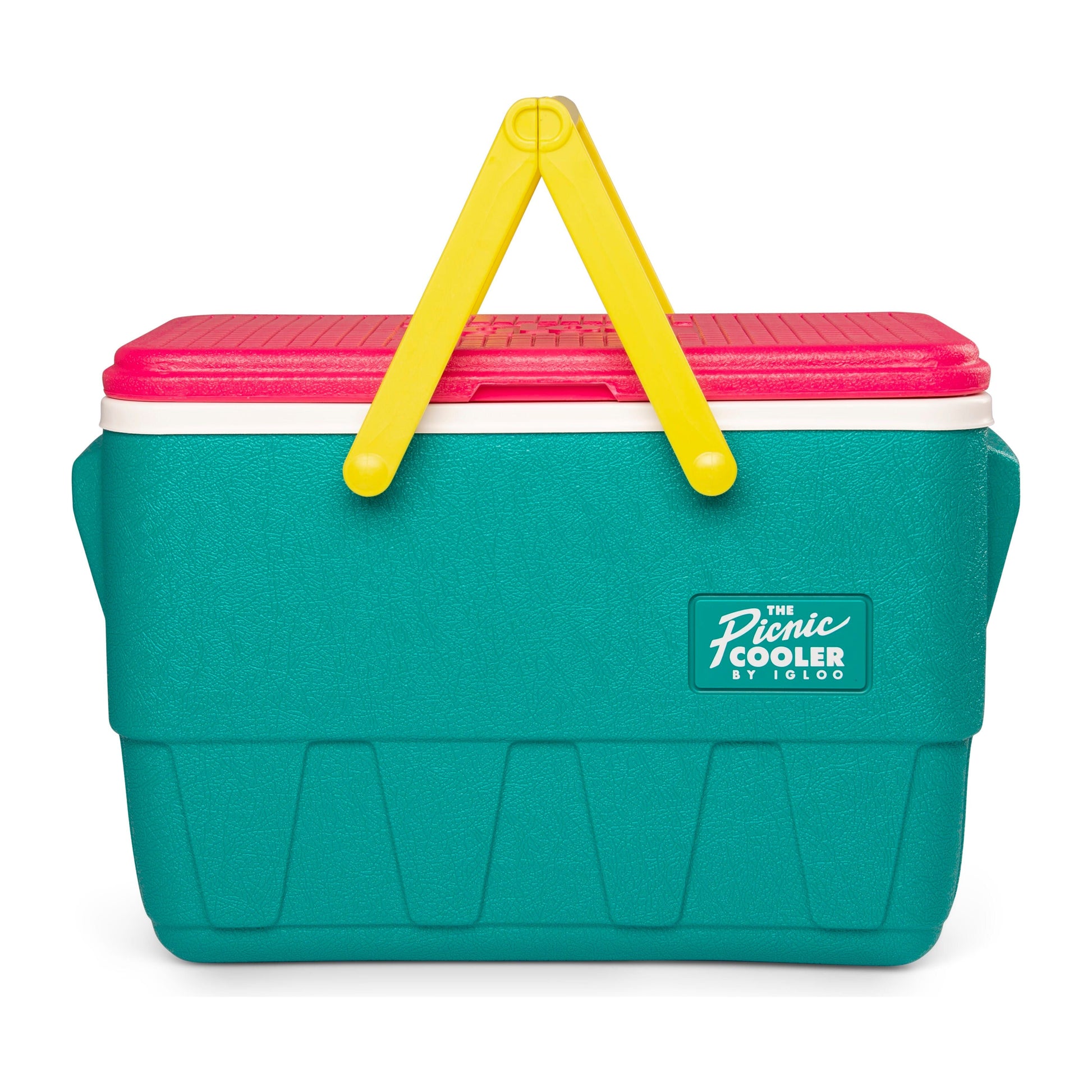 IGLOO-Retro Jade 25 Qt Lunch Picnic Basket Cooler - Dark Jade /Bold Magenta /Livewire Yellow