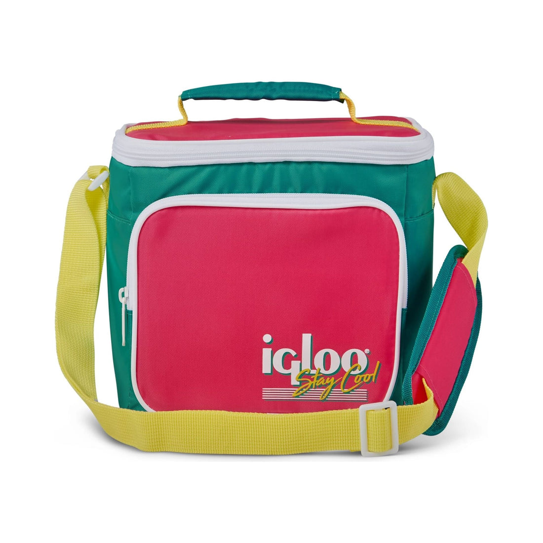 IGLOO-Retro Square Cooler Lunch Bag - Dark Jade /Bold Magenta /Livewire Yellow