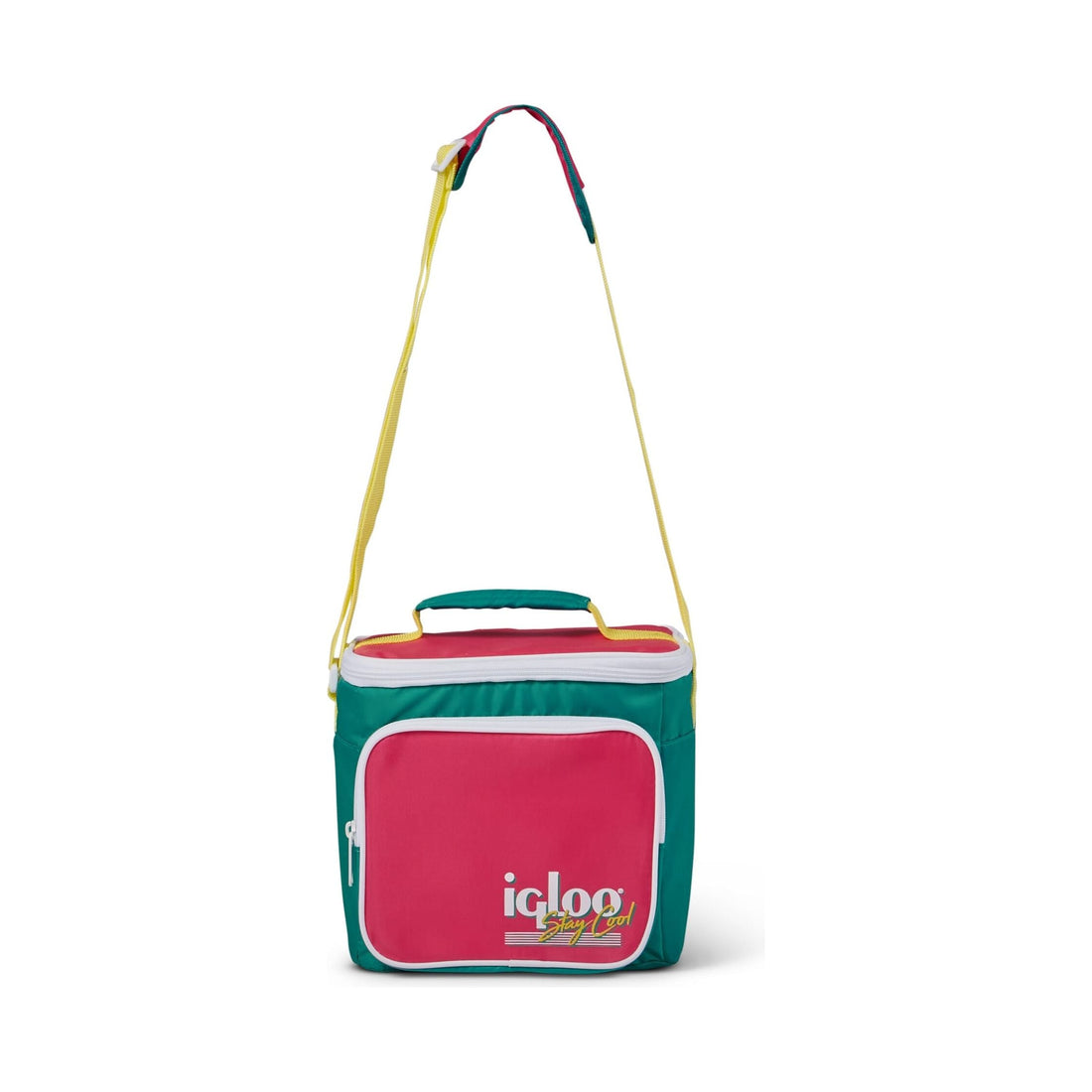 IGLOO-Retro Square Cooler Lunch Bag - Dark Jade /Bold Magenta /Livewire Yellow