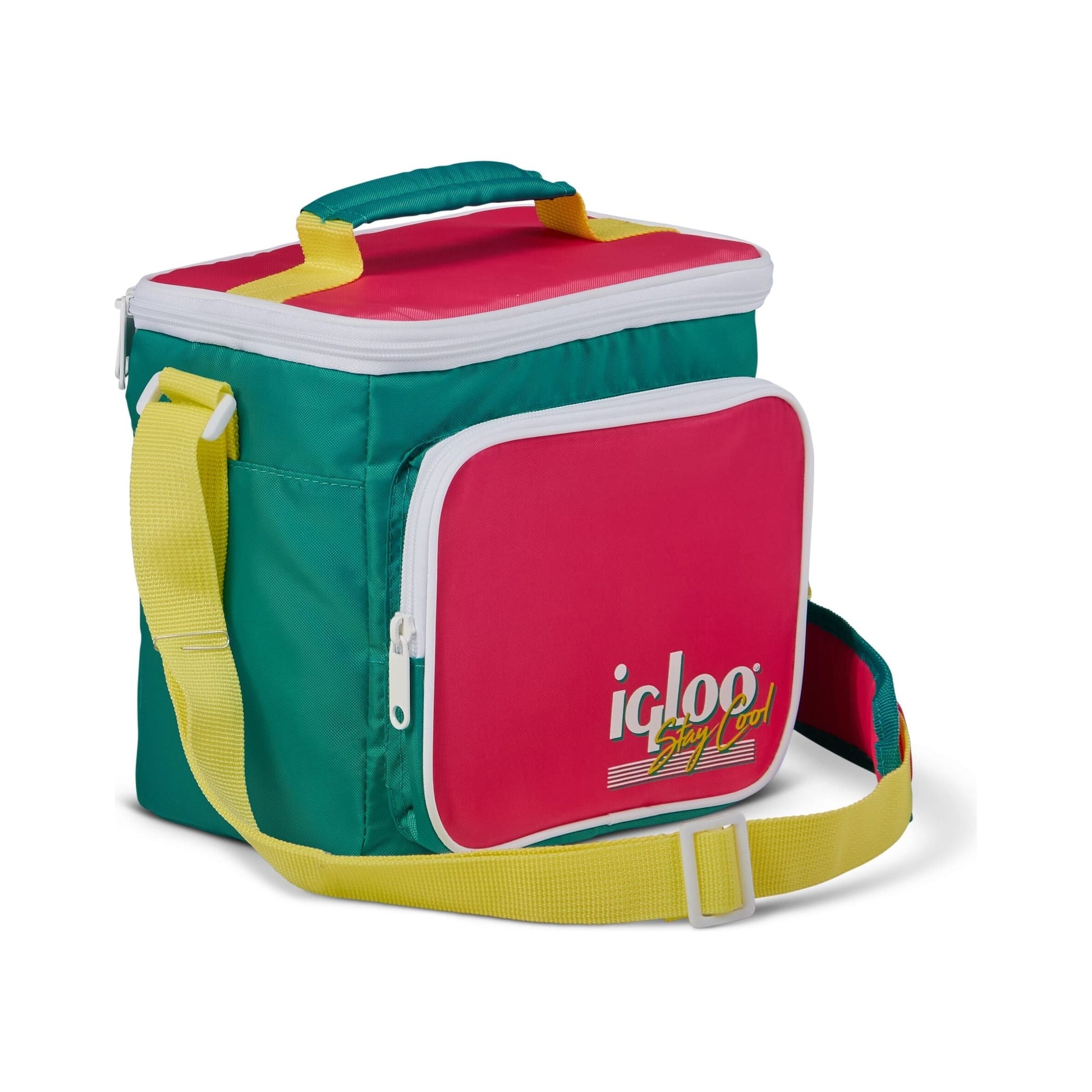 IGLOO-Retro Square Cooler Lunch Bag - Dark Jade /Bold Magenta /Livewire Yellow