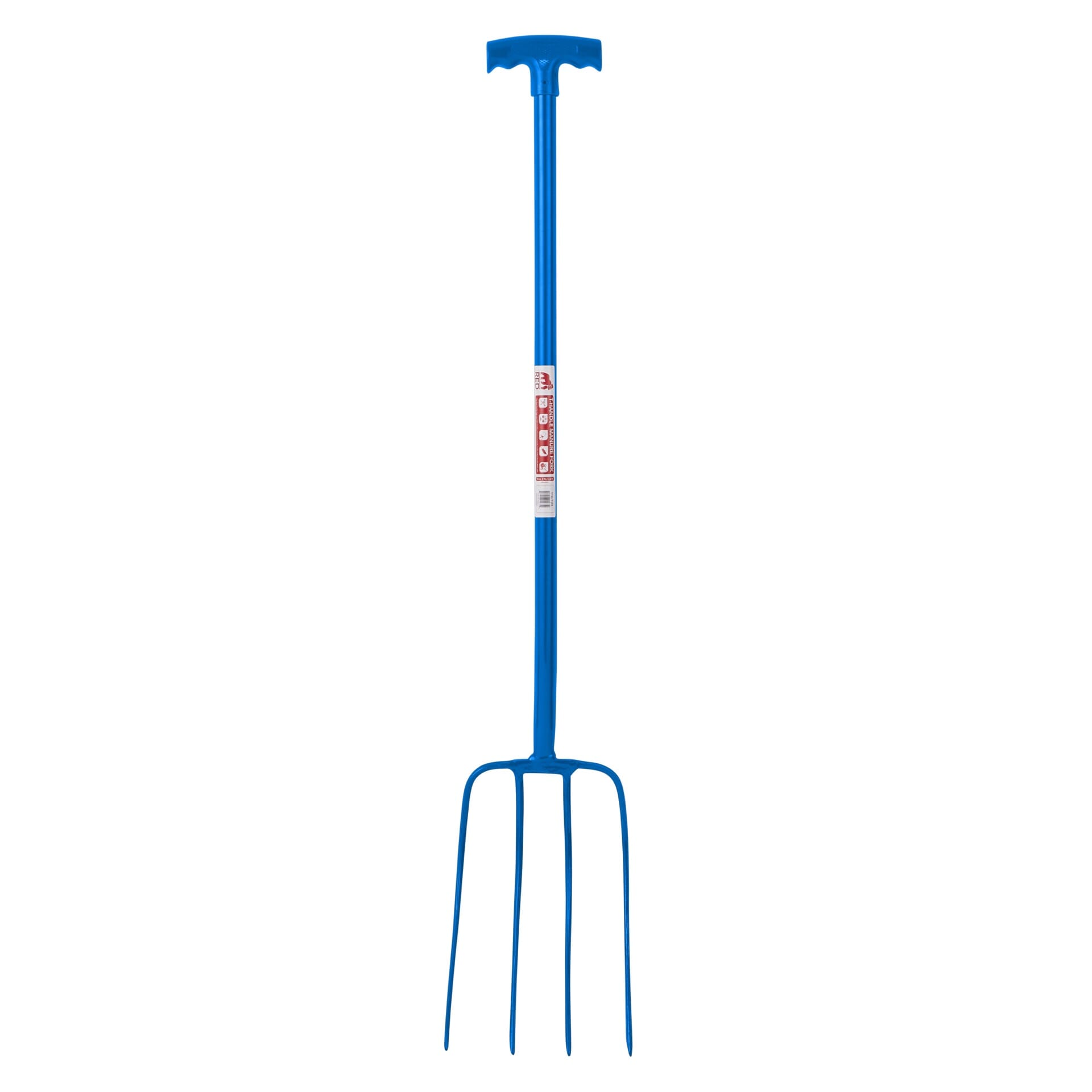 Red Gorilla - 4 Prong Manure Fork T-Handle - Blue T-Handle ehdxb