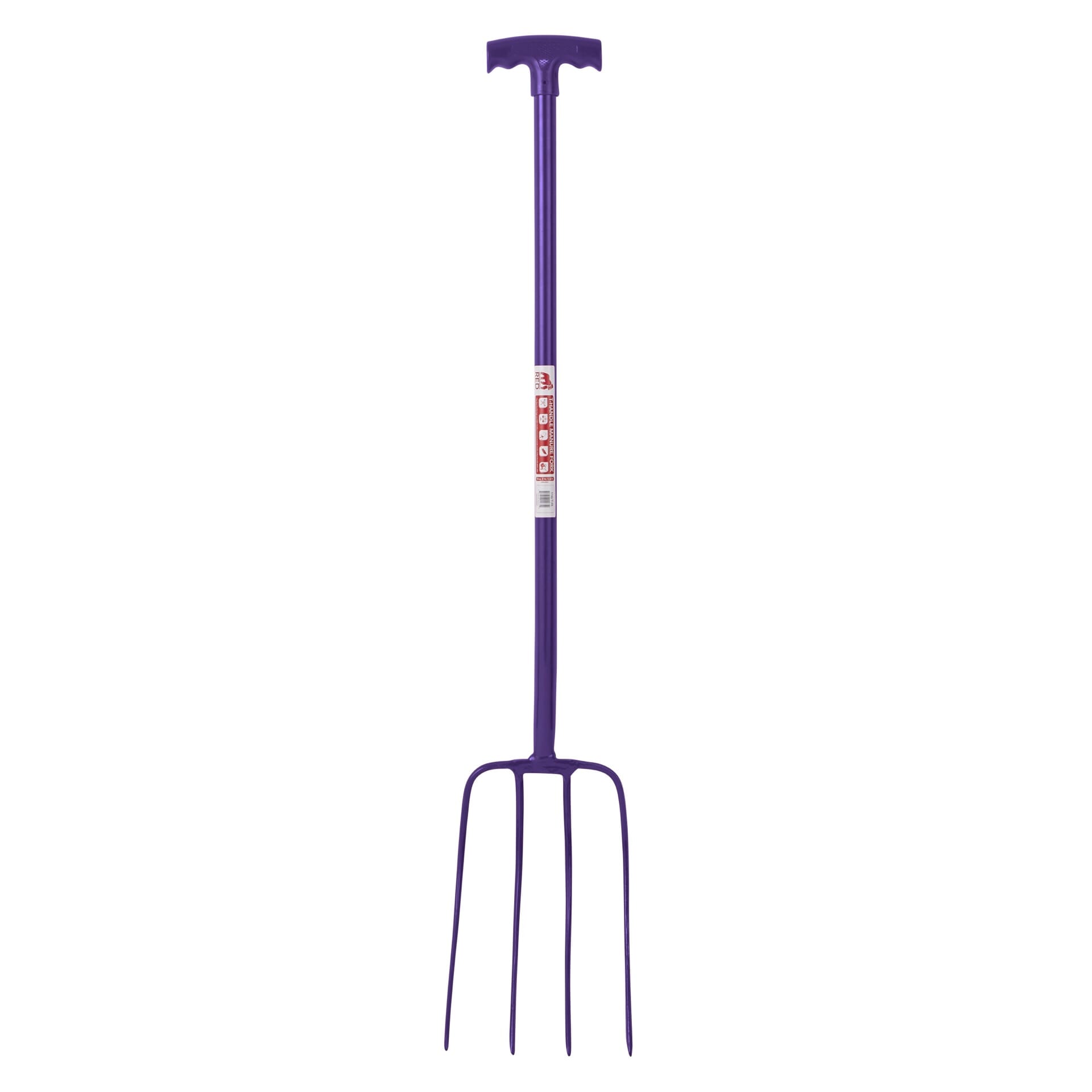 Red Gorilla - 4 Prong Manure Fork T-Handle - Purple T-Handle ehdxb