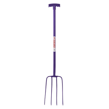 Red Gorilla - 4 Prong Manure Fork T-Handle - Purple T-Handle ehdxb