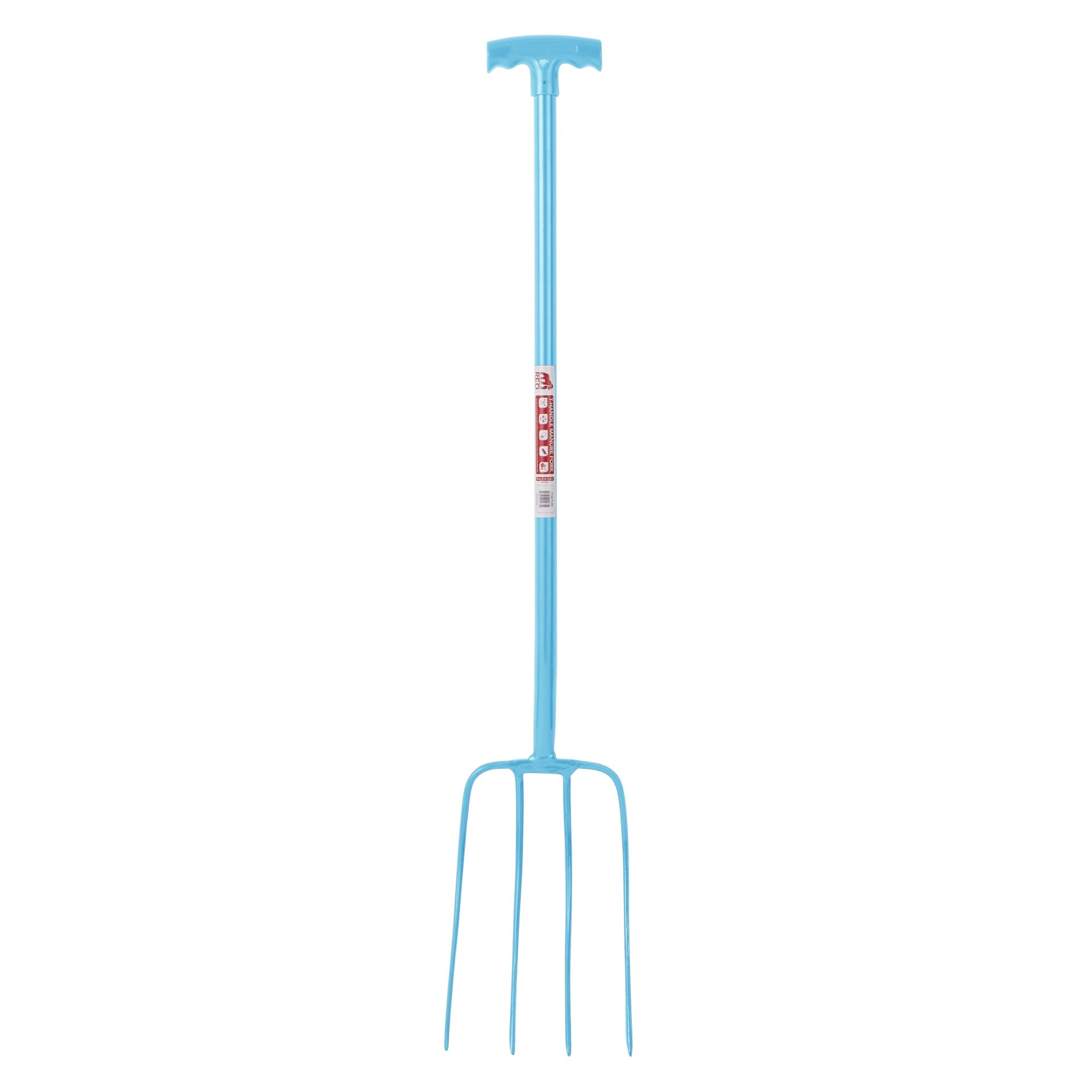 Red Gorilla - 4 Prong Manure Fork T-Handle - Sky Blue T-Handle ehdxb