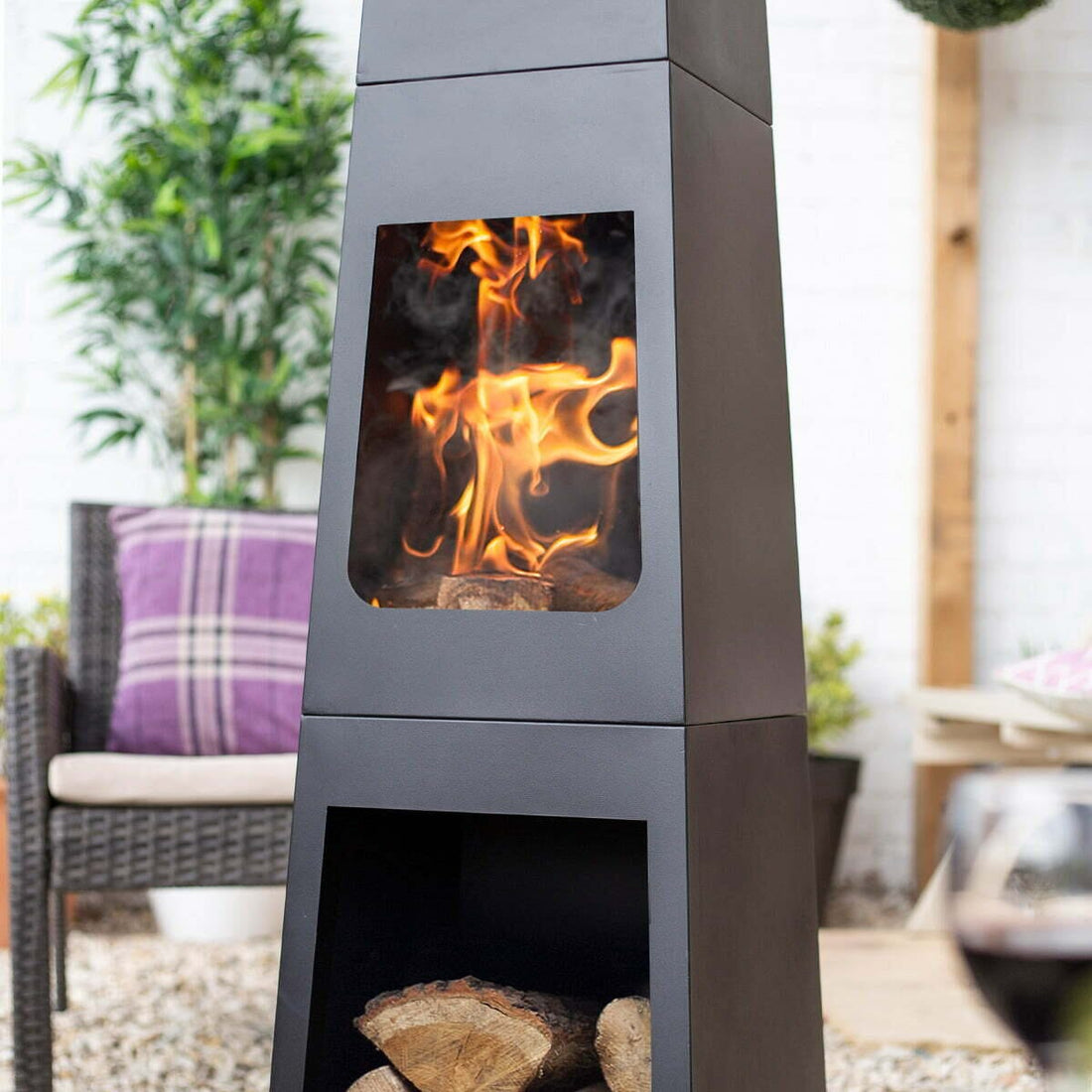 La Hacienda - Malmo Steel Chimenea w/ Log Store 150cm