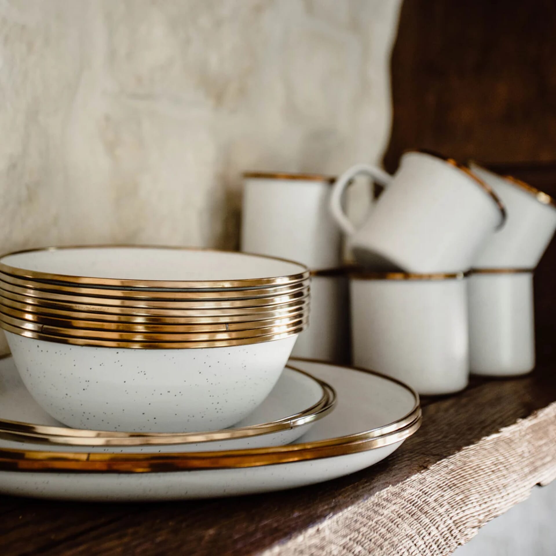 BareBones - Enamel Plate Eggshell - set of 2 -DISCONTINUED