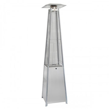 PureHeat Pyramid Style Gas Patio Heater In Stainless Steel with wheels