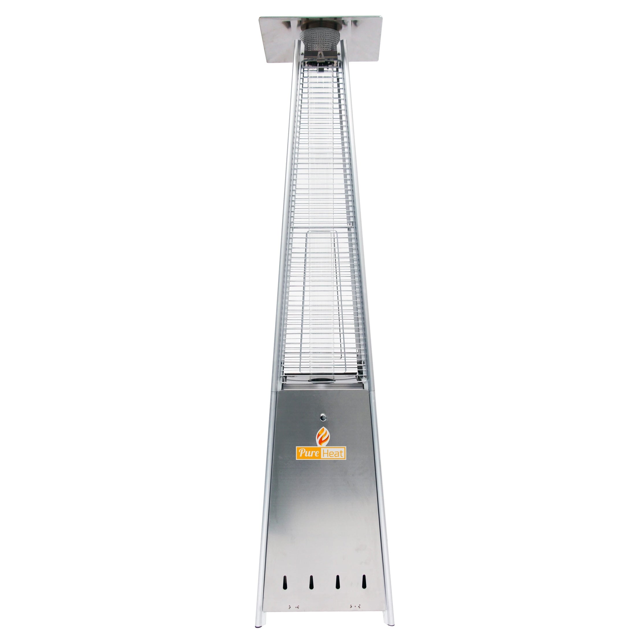PureHeat Pyramid Style Gas Patio Heater In Stainless Steel with wheels ehdxb