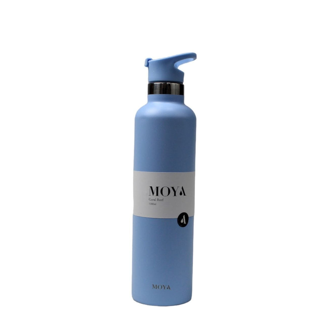 Moya "Coral Reef" 1l Insulated Sustainable Water Bottle Powder Blue Spout Lid