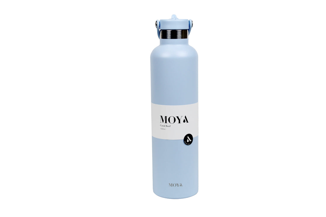 Moya "Coral Reef" 1l Insulated Sustainable Water Bottle Powder Blue