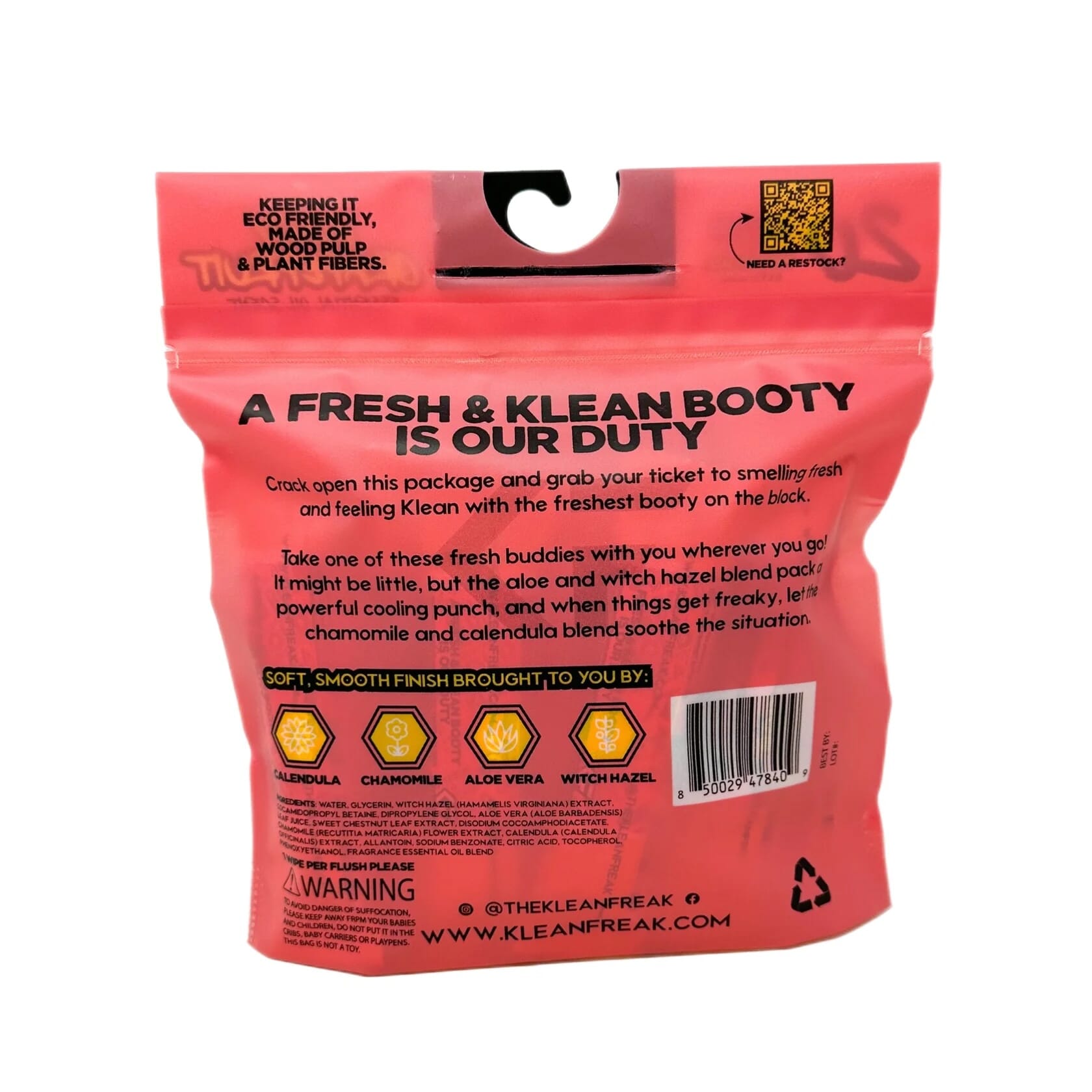 Klean Freak -The Flusher wipes - 20 Pack - Juicy Grapefruit