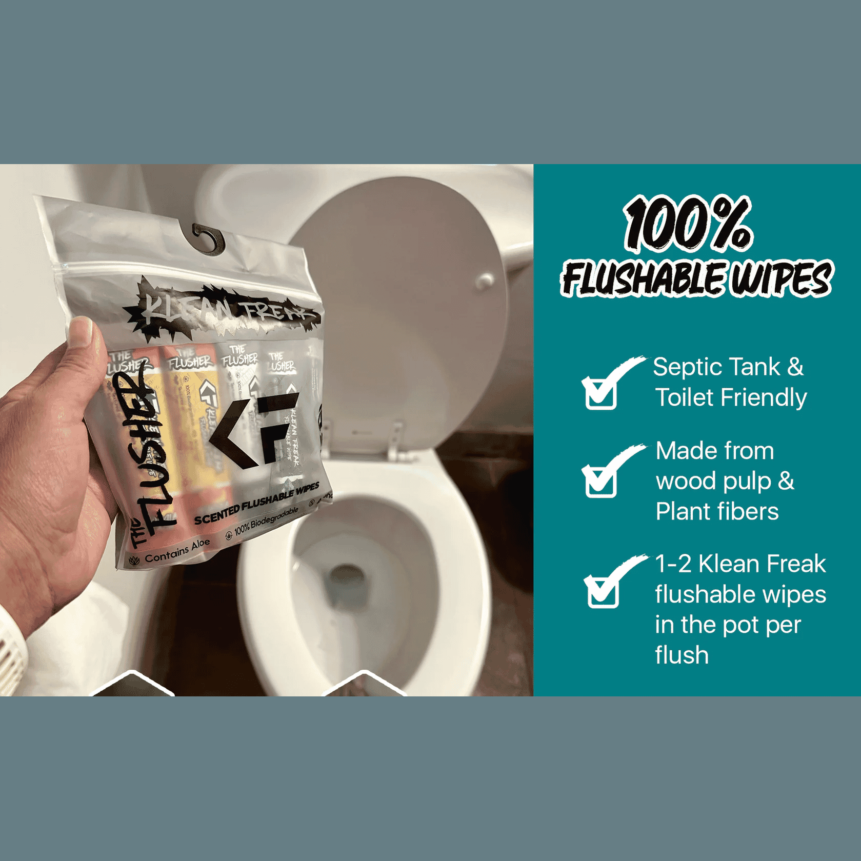 Klean Freak - The Flusher wipes - 100 Pack Juicy Grapefruit