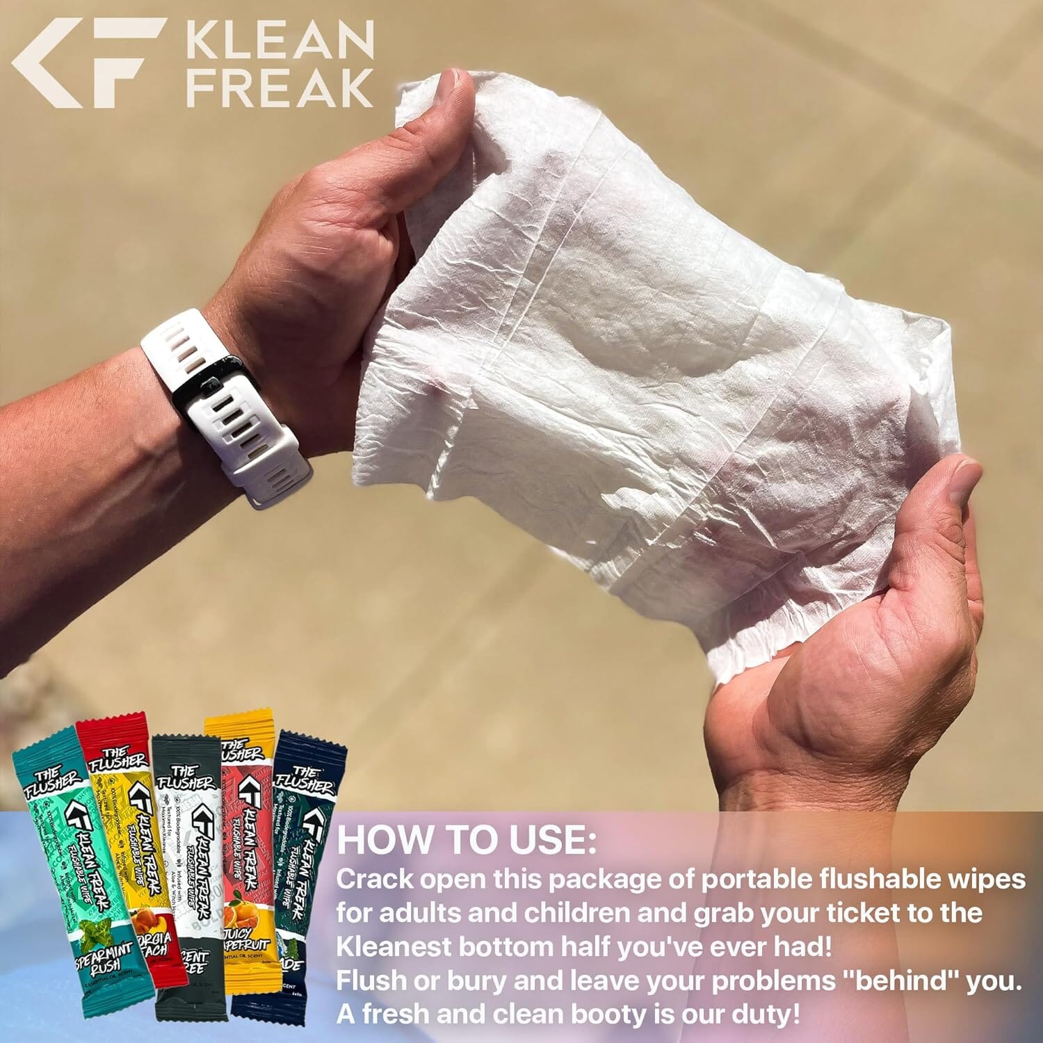 Klean Freak - The Flusher wipes - 100 Pack Juicy Grapefruit