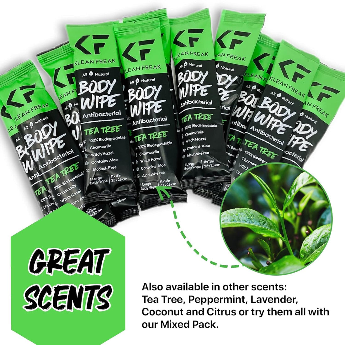 Klean Freak - Body Wipes - Single Sachet - Tea Tree