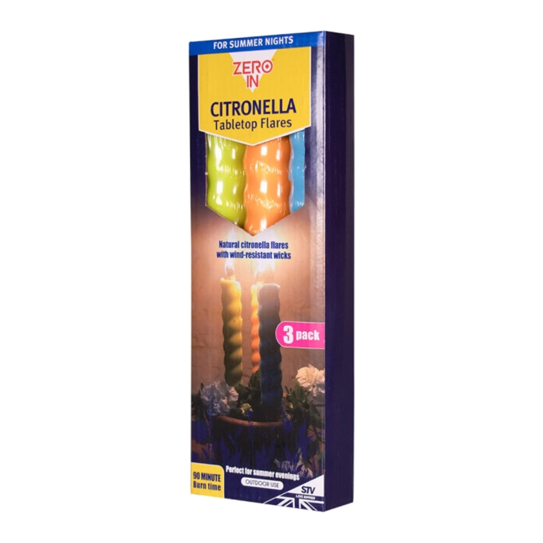 Stv Citronella Table Top Flares - Beach Party - 3-Pack