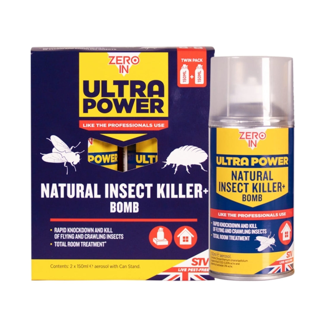 Stv Natural Insect Killer Bomb - 150ml One-Shot Aerosol - Twinpack ehdxb